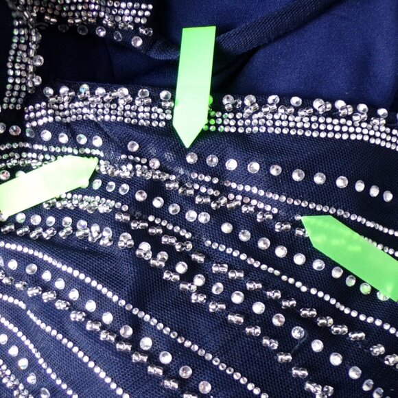 TLC Say Yes To The Prom Navy Formal Dress Spaghetti Strap Rhinestone 20W #1180 - Picture 6 of 6